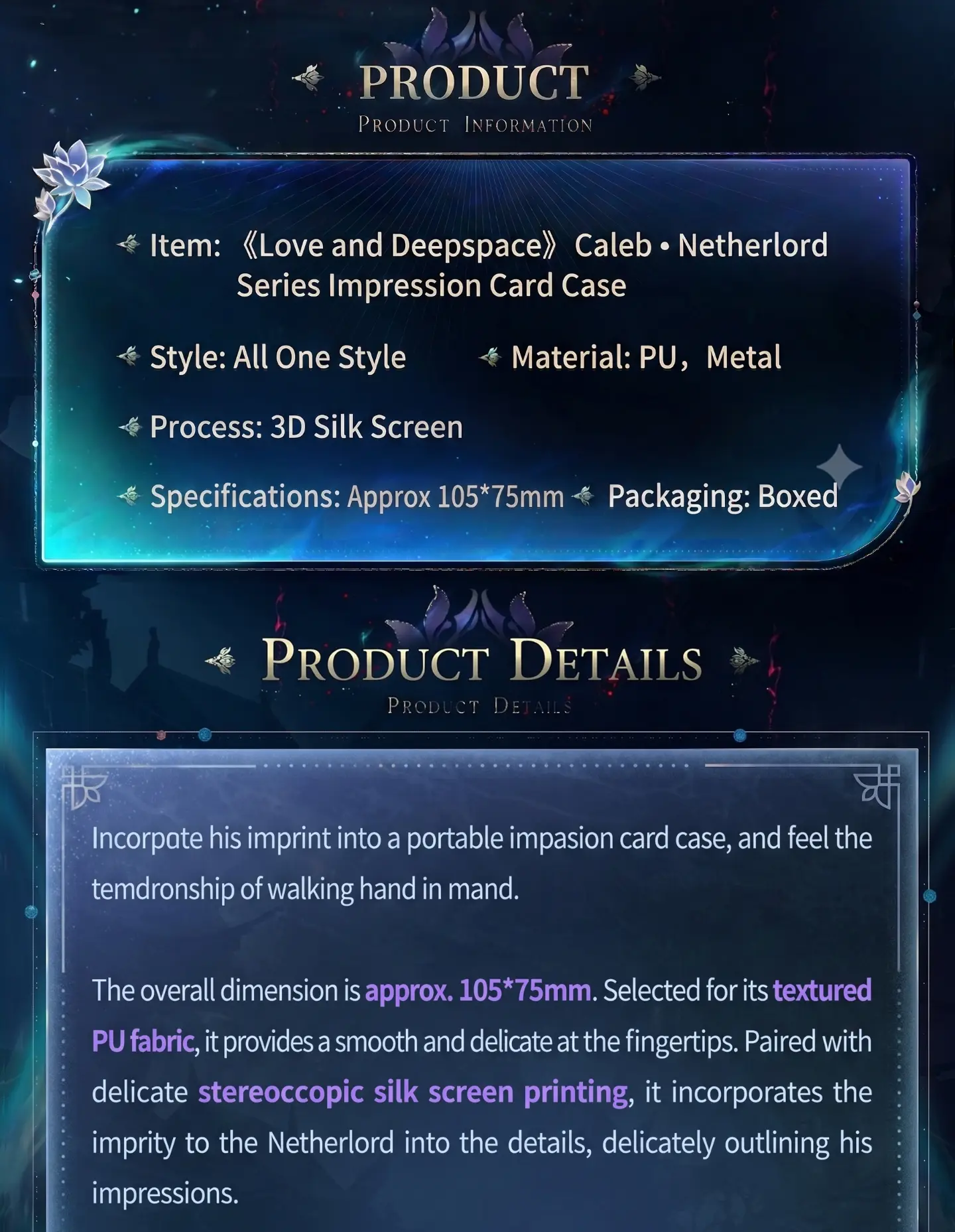 Caleb Card Holder - Netherlord Love And Deepspace Caleb Card Holder Netherlord Content 2