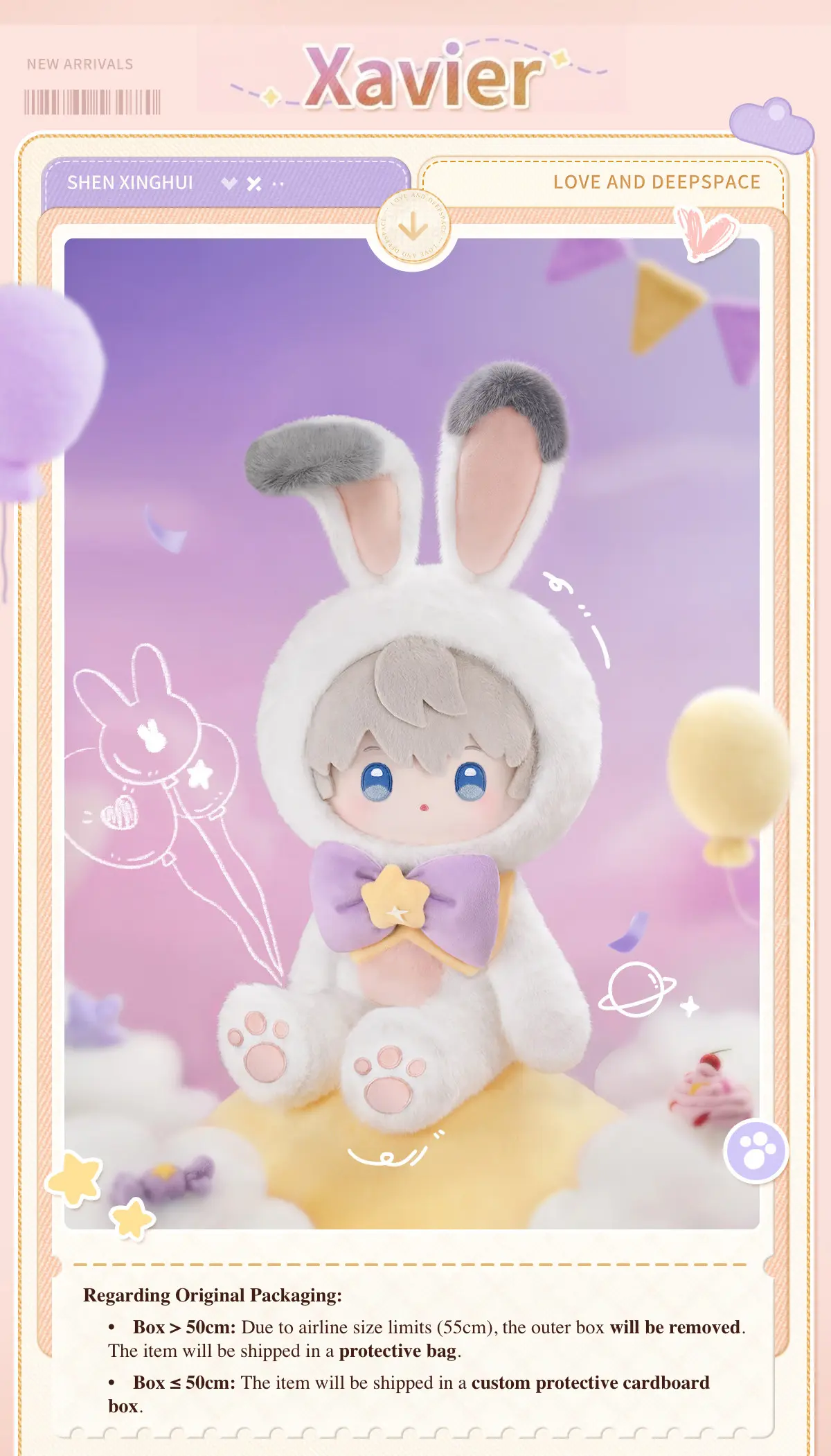 Xavier 40Cm Large Doll - Fluffy Party Love And Deepspace Xavier 40Cm Large Doll Fluffy Party Content 1