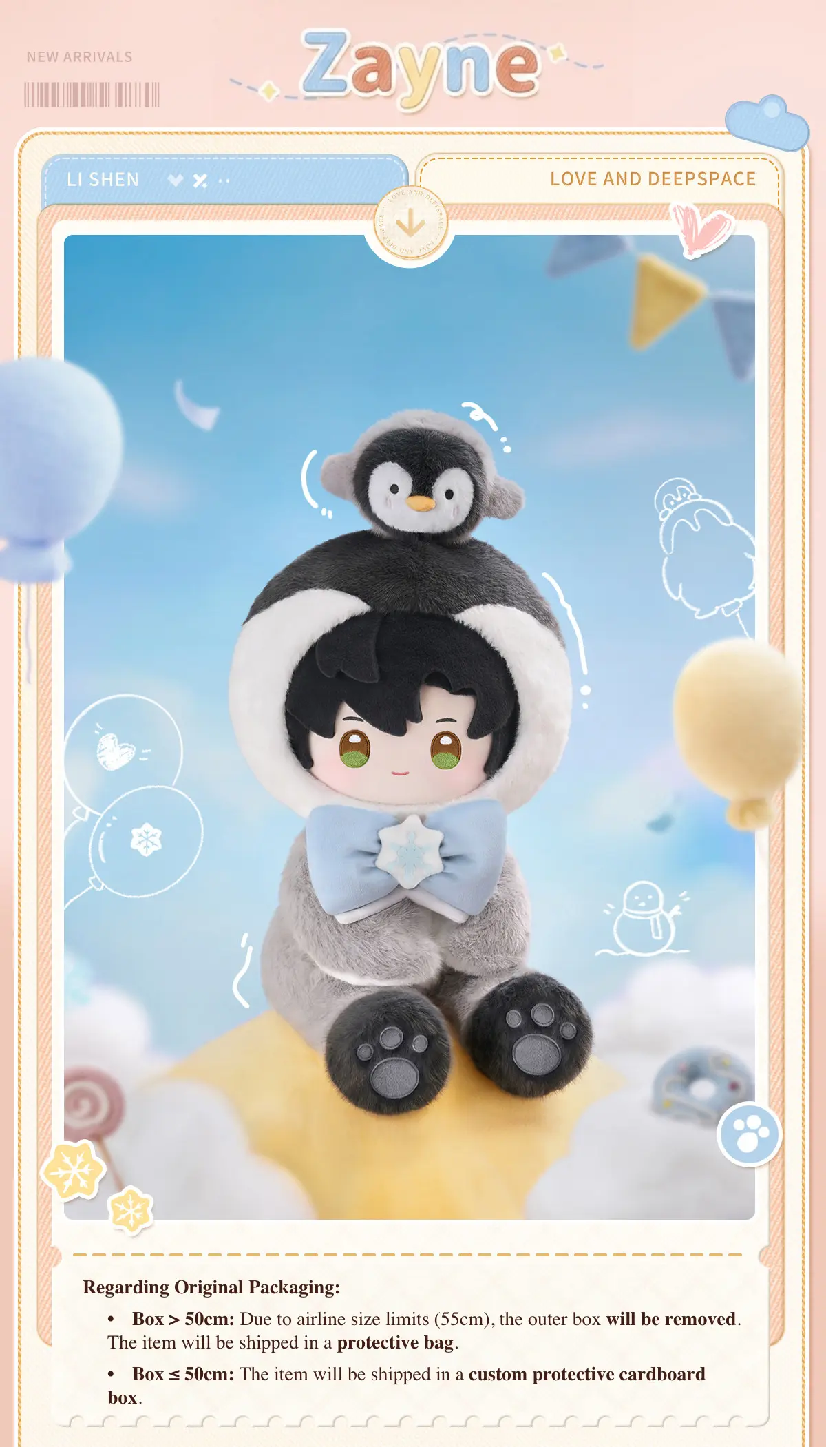 Zayne 40Cm Large Doll - Fluffy Party Love And Deepspace Zayne 40Cm Large Doll Fluffy Party Content 1